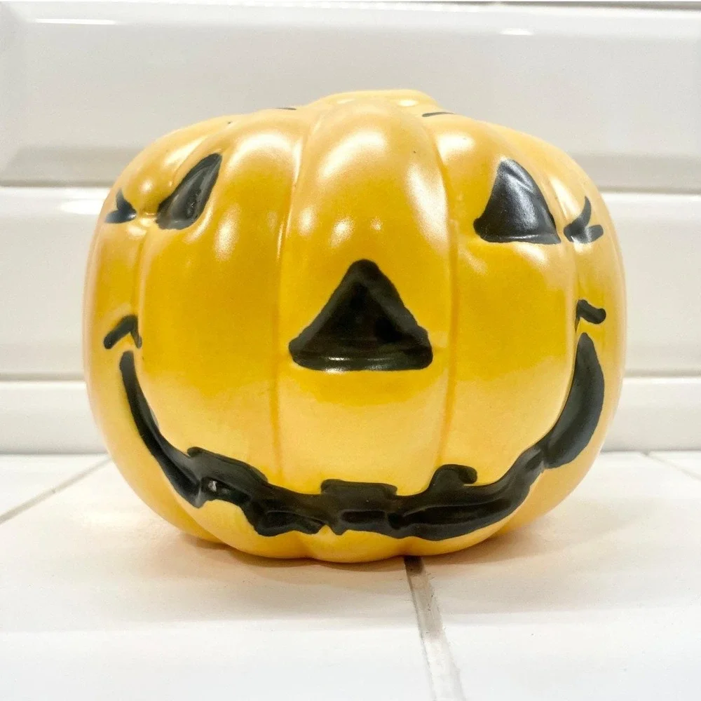 Vintage‎ Haeger Pottery Spooky Pumpkin Planter, Retro Halloween Bowl